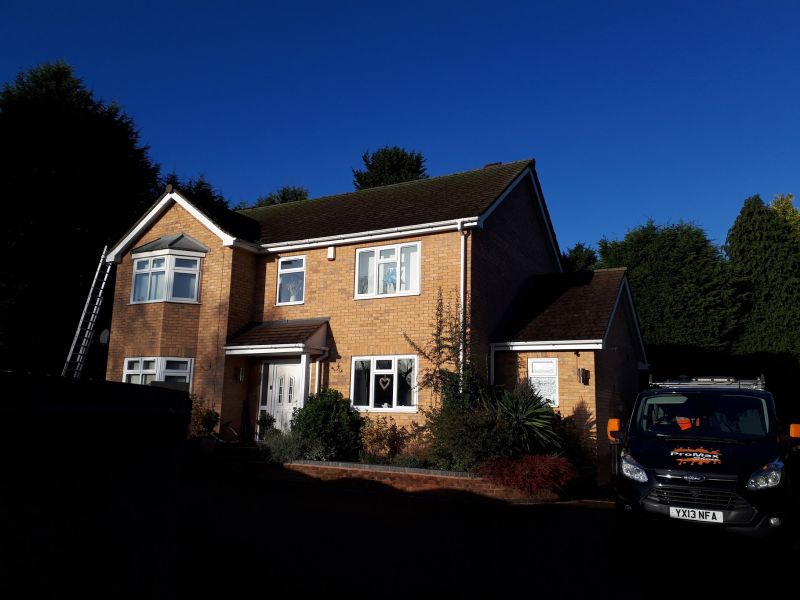 A large roof to be Manually scraped of the moss, Cleaned using our specialist Softwash machine followed by biocide treatment to keep the roof clean for 5years+: Swipe To View More Images