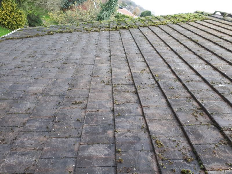 Part way through this roof moss manual removal: Swipe To View More Images