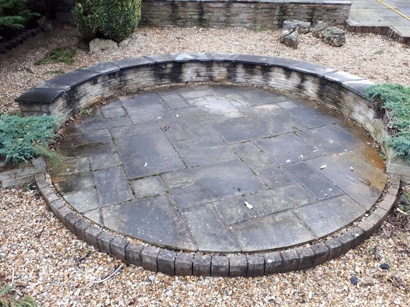 Indian sandstone cleaning in Heanor, This was an area the owner was going to rip up and replace until we cleaned it using our Softwash cleaning system!: Swipe To View More Images