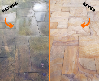 SANDSTONE CLEAN BEFORE AND AFTER: Click Here To View Larger Image