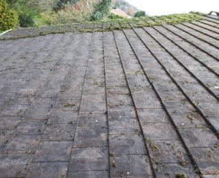 Part way through this roof moss manual removal: Click Here To View Larger Image